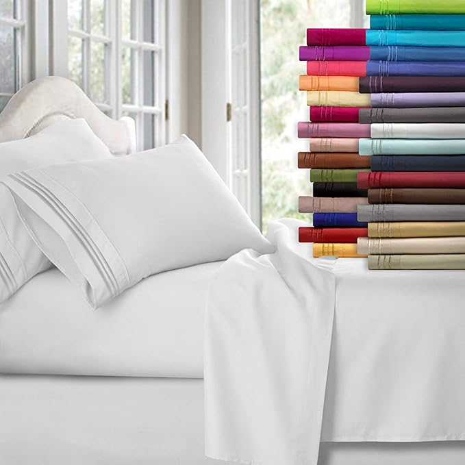 Clara Clark Premier 1800, Twin XL 3PC Microfiber Bed Linen Set, Beige Cream - Ultra Soft, Deep Pocket, Fade Resistant, 3 Piece Sheet Set with 1 Pillowcase