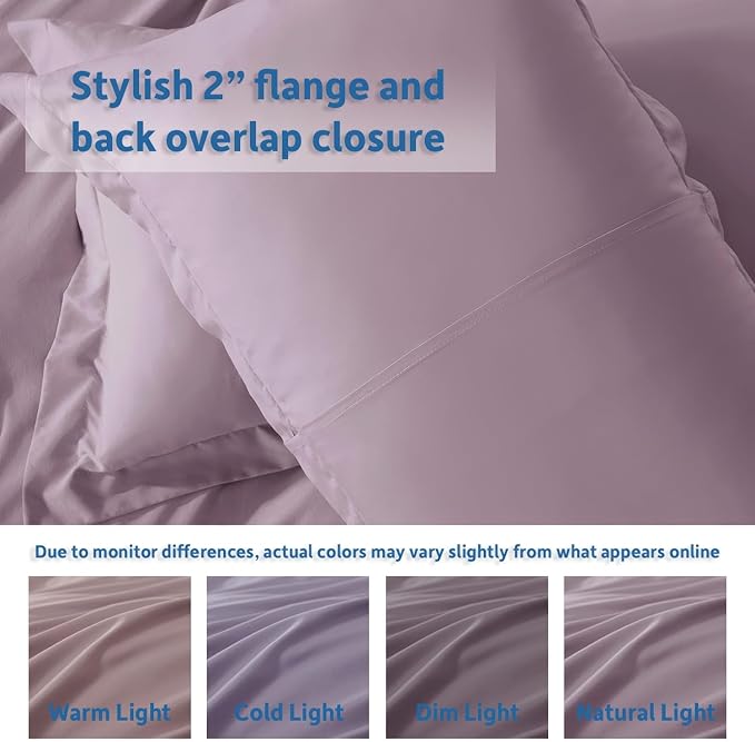 Nestl Full Duvet Cover Set with Comforter Insert - Dusty Purple 4 Piece 80x90 Duvet Cover & 2 Pillow Shams with White Quilted Down Alternative Comforter, Ultra Soft, All Season