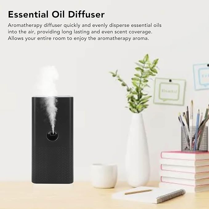 Essential Oil Diffuser, Quiet Aromatherapy Diffuser, Home Fragrance Diffuser, Scent Air Machine for Home Office Bedroom Bathroom (Black)