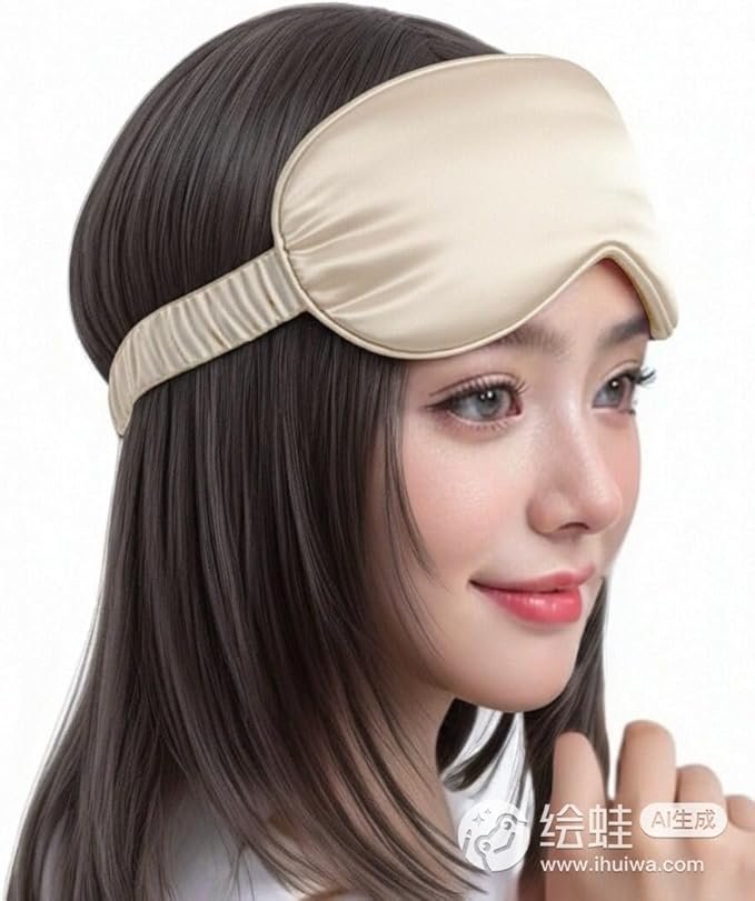 Silk Eye Mask for Sleeping - Satin Eye Cover with Silk Storage Bag Beige