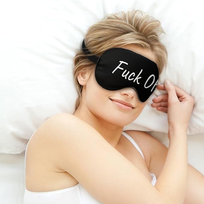 Fuck Off Sleep Mask Funny Sleeping Mask Elastic Blackout Sleeping Eye Mask for Full Night's Sleep Travel and Nap