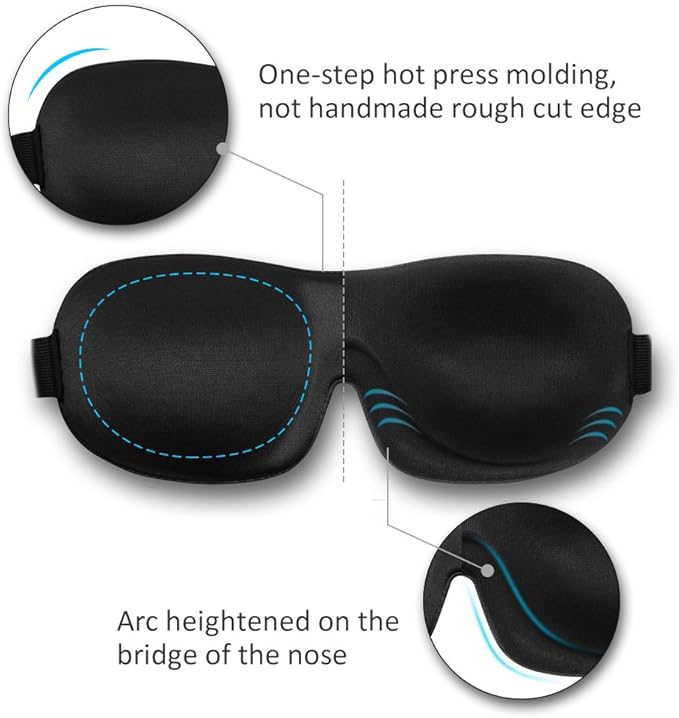 Cute Eye Mask Sleep Mask for Men Women Kids,2 Pack 3D Contoured Cup Sleeping Mask & Blindfold, Concave Molded Night Sleep Mask, Block Out Light (Stars &Black, 2 Count (Pack of 1))