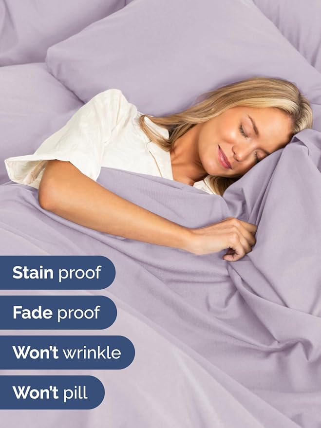 Extra Deep Queen Sheet Set - 4 Piece Breathable & Cooling Bed Sheets - Easily Fits 18 - 24 inch Mattress - Ultra Soft, Wrinkle & Fade Free w/ Extra Deep Pockets - Hotel Luxury Bedding - Light Lavender