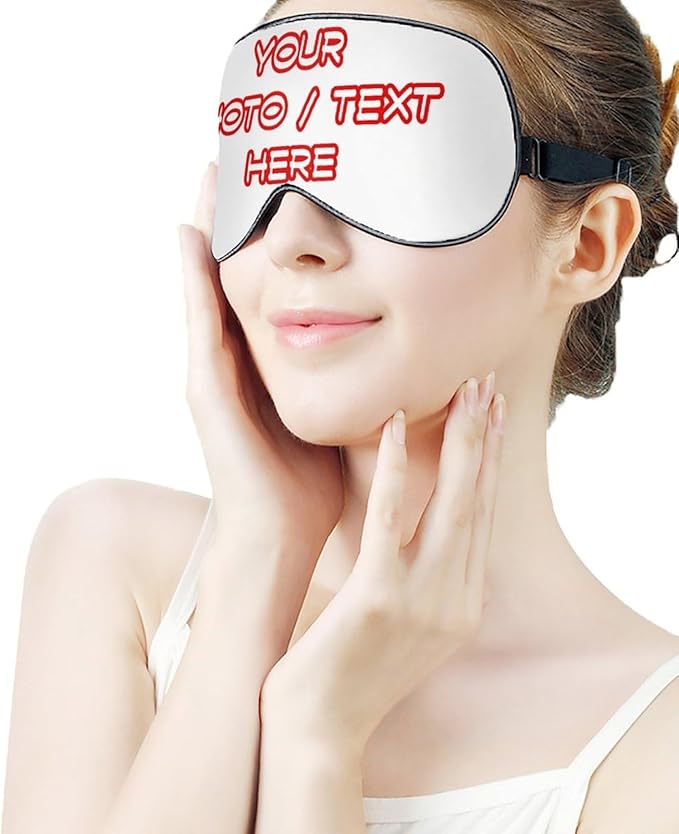 Custom Sleep Mask Personalized Sleeping Mask Blindfold Adjustable Soft Eye Mask Cover for Adults Kids Travel Nap Games