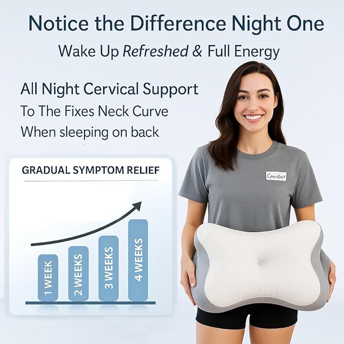 Cervical Traction Pillow for Neck Pain Relief Ergonomic Memory Foam for Side Sleepers with TMJ & Snoring Height Adjustable Orthopedic Bed Pillow for Back Sleepers Pressure Relief