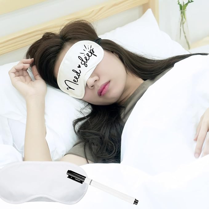 24 Pieces White Eye Mask Sleep Sublimation Coverings with 8 Pieces Fabric Marker Pens, Shade Blindfold Eye Masks for Sleeping Travel Team Game Sleepover Party Supply(White)