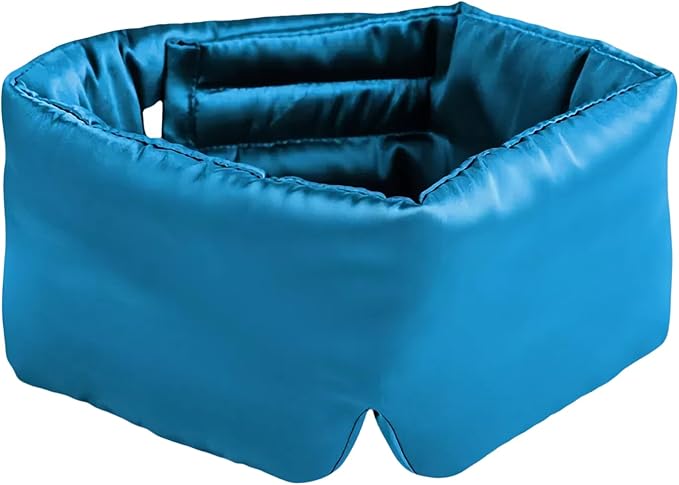 Uthra-Large 100% Nature Silk Sleep Mask 3D Cover Double-Sided Mulberry Silk Blackout Eye Mask, Peacock Blue