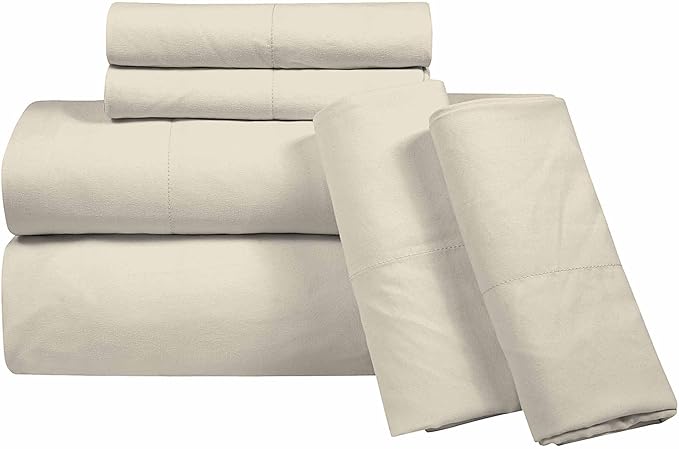 ROYALE LINENS 6 Piece King Sheets Set - Soft Brushed 1800 Microfiber Bedding - 1 Fitted and 1 Flat Sheet, 4 Pillow Cases - Wrinkle Free & Fade Resistant - Hotel Luxury Bed Sheets Set (Birch, King)