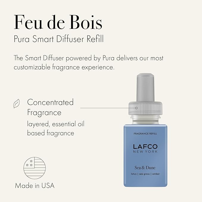 LAFCO New York Pura Smart Device Refill, Sea & Dune - Pack of 2 - Vial Delivers Up to 2 Weeks of Fragrance Life - Made in the USA