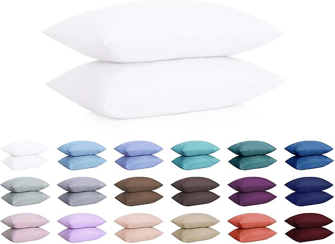 European Square Pillow Shams - Hotel Quality 24" x 24" Euro Pillow Shams Set of 2, 100% Cotton Cushion Cover Decorative Pillow Covers White Solid