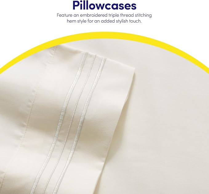 1500 Supreme Collection Full Sheet Sets Ivory - Luxury Hotel Bed Sheets and Pillowcase Set for Full Mattress - Extra Soft, Elastic Corner Straps, Deep Pocket Sheets, Full Ivory