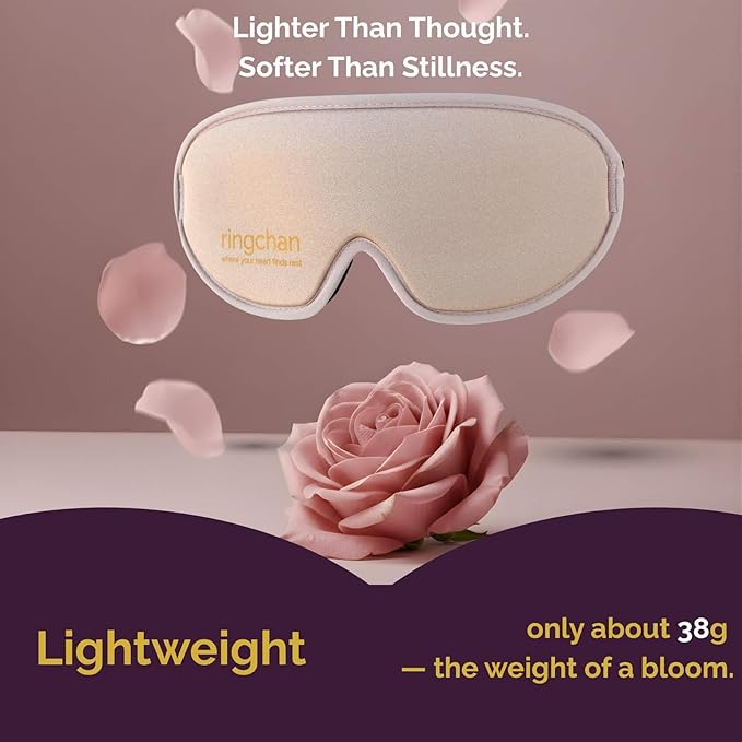 Ringchan Sleep Masks for Women Lash Friendly - 100% Blackout Eye Masks for Sleep - Zero Eye Pressure Sleeping Mask for Naps, Travel & Meditation, Adjustable & Soft - Dusty Rose Pink