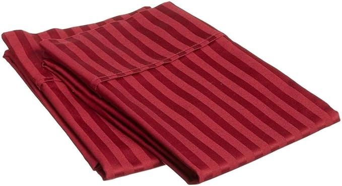 Mattress-Homes Hotel Quality Premium Pillowcases King Size Set of 4 Cotton Pillows for Sleeping, Smooth & Silky Cozy Breathable Bed Pillow Covers Machine Washable in Burgundy Stripe
