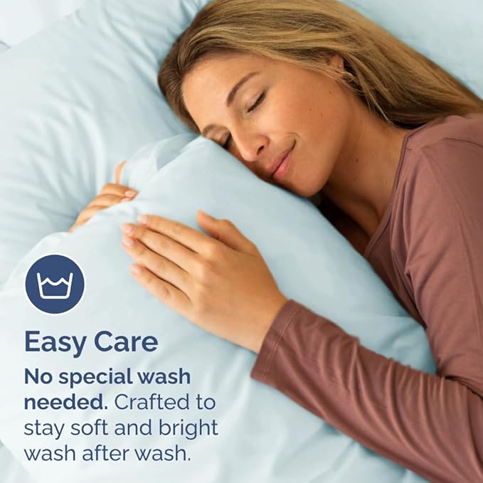 King Standard Pillow Cases Set of 2 - Soft Hotel Quality Pillowcase Covers - Comfy, Cozy & Fade Free - Wrinkle Resistant - Machine Washable Pillow Protectors - 2 Piece Set - King Standard Ice Blue