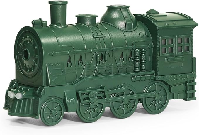 300ml Steam Train Essential Oil Diffuser Cool Mist Humidifier with Retro Design Ultra-Quiet Operation Dual Ambient Light Modes Auto Shut-Off for Bedroom or Office(Green)