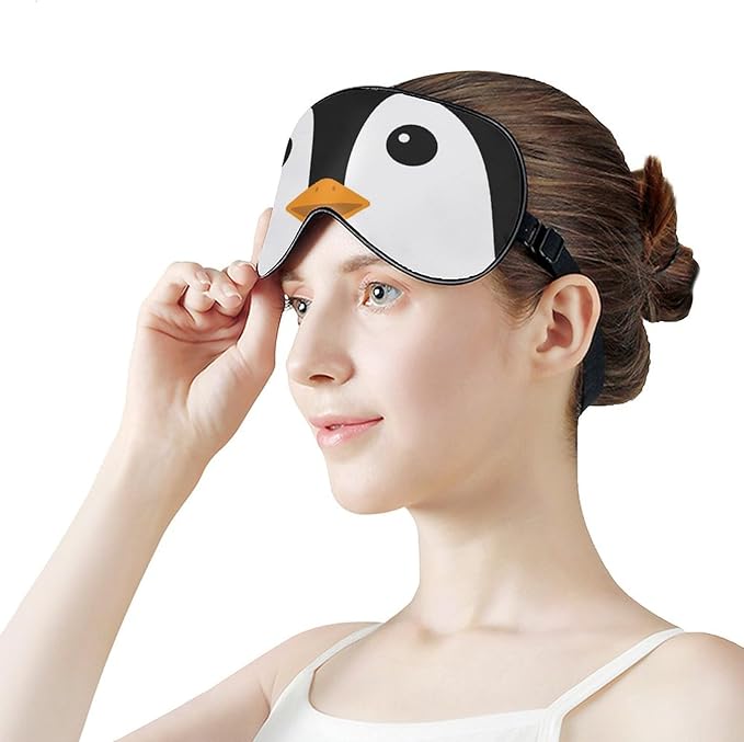 Cute Penguin Face Sleeping Mask Animal Head Sleep Eye Mask Blindfold with Adjustable Strap Soft Eye Mask Sleep for Blocking Out Lights
