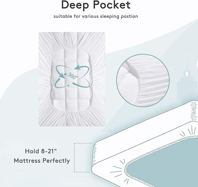 SameBed Mattress Topper Twin,Extra Thick Mattress Pad Cover for Back Pain,Cooling Mattress Protector with 8-21 Inch Deep Pocket,Overfilled Down Alternative Filling,White