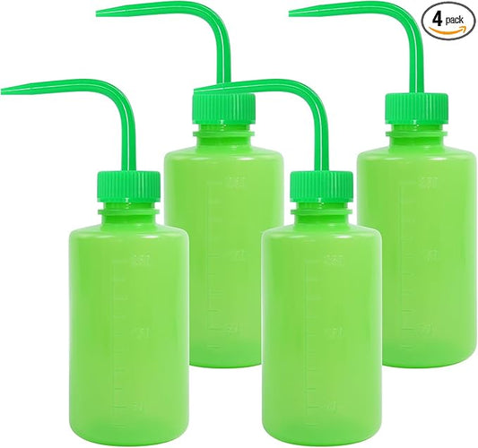 4 Packs Tattoo Wash Bottle Water Squirt Squeeze Diffuser Bottles (Green, 250ml)