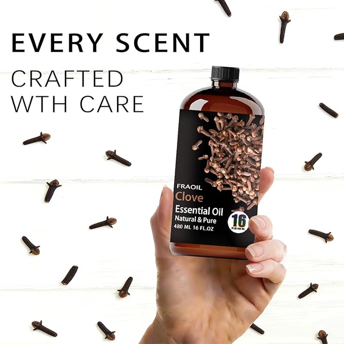 Clove Essential Oil, Clove Oil 16 Fl Oz 480ML for Diffuser Humidifier Yoga Cleaning DIY Candle Soap Making Essential Oils