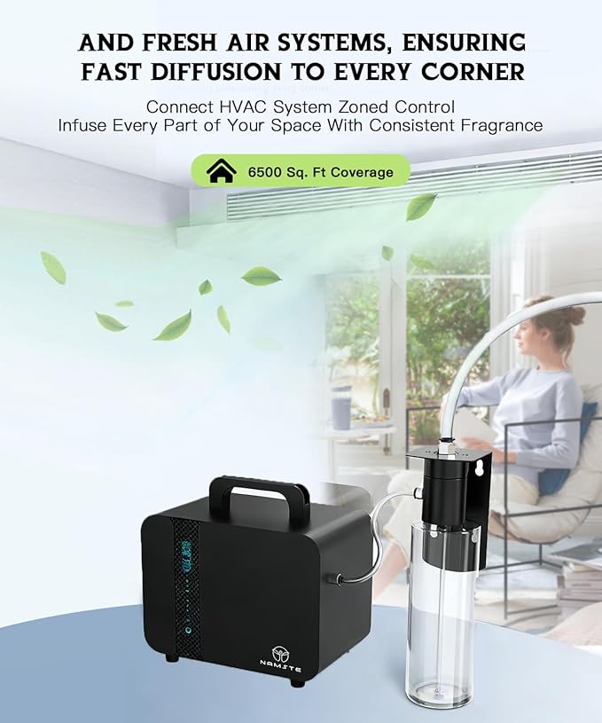2026 Upgraded 6500 Sq.Ft Waterless Aroma Diffuser 1000ml Large Capacity HVAC Scent Machine with APP & LCD Control Smart Diffuser for Hotel Mall Office Home - Long Lasting