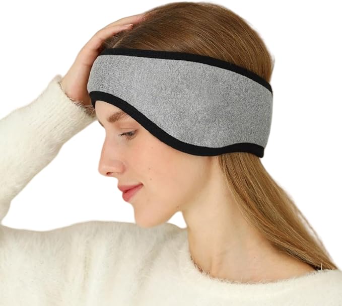 Sleep Mask for Side Sleeper Women Men, Eye Mask for Sleeping Light Blocking, Sleeping Ear Wrap Ear Adjustable Breathable Warm for Flight Nap (Gray)