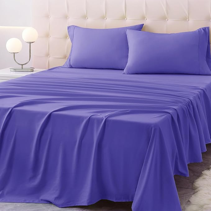 California King Size Bed Sheet Set - 4 Piece Soft Microfiber Sheets with Deep Pockets, Cooling Technology, and Wrinkle-Free Pillowcase. Hotel-Quality, Durable Bedding, Very Peri