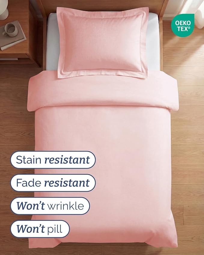 Duvet Cover Twin/Twin XL Size Set - Extra Soft Twin/Twin XL Duvet Cover 68" x 90" with 1 Pillow Sham - Hotel Luxury, Easy Care, Fade Free with Zipper Closures & Ties - Comfy & Breathable (Baby Pink)