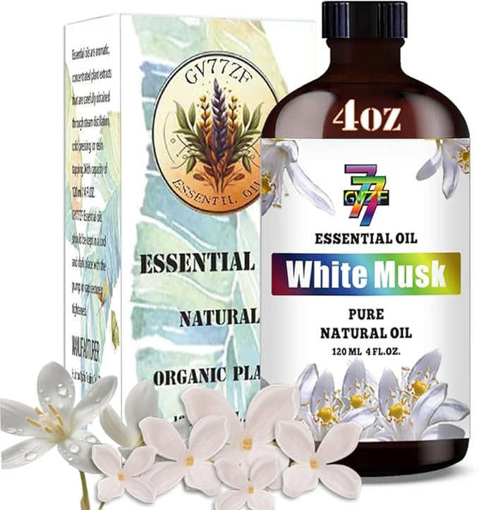 White Musk Essential Oil - White Musk Oils for Diffusers, Humidifiers, DIY Candles, Soap, Cleaning, Home, Office, Yoga, Massage, Gifts - 4 fl oz (120 ml) - GV77ZF