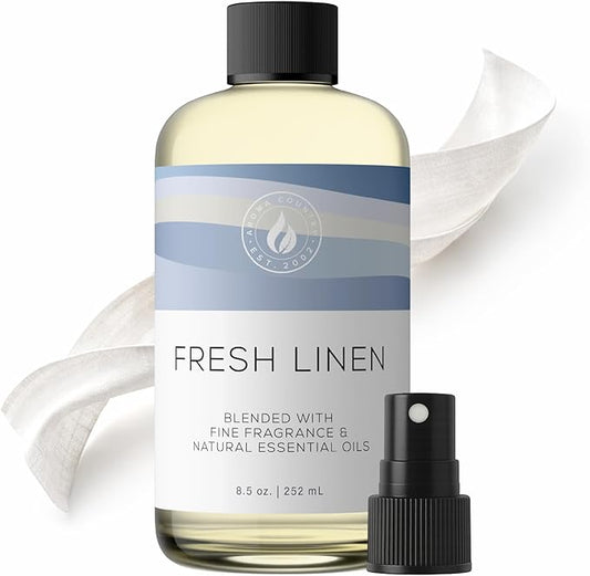 AROMA COUNTRY Fresh Linen Diffuser Oil - Luxury Essential Oils for Diffuser Refill & Air Freshener Room Spray, Long-Lasting, Natural Home Fragrance & Hotel Scent for Diffusers & Machines (8.5 Fl oz.)