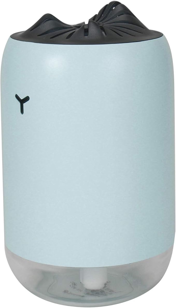 260ml USB Desktop Humidifier, Mini Air Diffuser with Night Light, Quiet Mist Humidifier for Home Office, One - Button Dual Mist Mode, Leak - Proof Design (Blue)