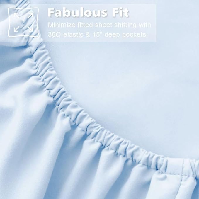 Twin Size 3 Piece Bed Sheet Set - Ultra Imitation Cotton-Premium Breathable & Cooling Sheets - Hotel Luxury Bed Sheets Deep Pocket up to 15"- Wrinkle, Fade, Stain Resistant (Light Blue, Twin)