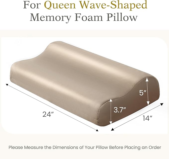 Cooling Pillowcase for Contour Pillow- Rayon Derived from Bamboo Contour Cervical Neck Pillow Case Cover- Breathable Silky Soft Pillowcase for Hot Sleepers,24 x14 x5/3.7 Inches 1 Piece Taupe