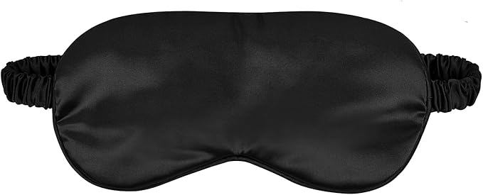 1 Pcs Silk Sleep Mask, Soft Eye Mask with Elastic Strap, Lightweight Blindfold for Men, Women, Travel, and Naps (Black)