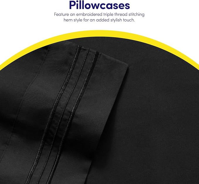 1500 Supreme Collection King Sheet Sets Black - Luxury Hotel Bed Sheets and Pillowcase Set for King Mattress - Extra Soft, Elastic Corner Straps, Deep Pocket Sheets, King Black