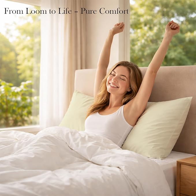 400 Thread Count 100% Egyptian Cotton Queen Size Pillowcases Set of 4, Soft & Breathable Sateen Weave, Envelope Closure, Hotel Luxury Bed Linen, Durable & Fade Resistant, 20"x30", Ivory