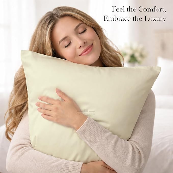 400 Thread Count 100% Egyptian Cotton Queen Size Pillowcases Set of 4, Soft & Breathable Sateen Weave, Envelope Closure, Hotel Luxury Bed Linen, Durable & Fade Resistant, 20"x30", Ivory