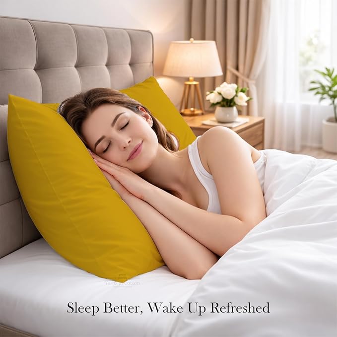 400 Thread Count 100% Egyptian Cotton Queen Size Pillowcases Set of 4, Soft & Breathable Sateen Weave, Envelope Closure, Hotel Luxury Bed Linen, Durable & Fade Resistant, 20"x30", Gold