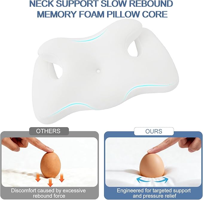dosun 2 Pack Ergonomic Memory Foam Cervical Pillow, Adjustable Breathable Neck Pillow, Odorless Patented Orthopedic Pillow for Side Back Stomach Sleepers