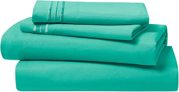 Clara Clark Bed Sheets, Premier 1800 Series 4 Piece Bed Sheet Set, Deep Pocket, Wrinkle, Fade, Stain Resistant, Luxury Soft Bedding Sheets & Pillowcases, California King, Mint Green