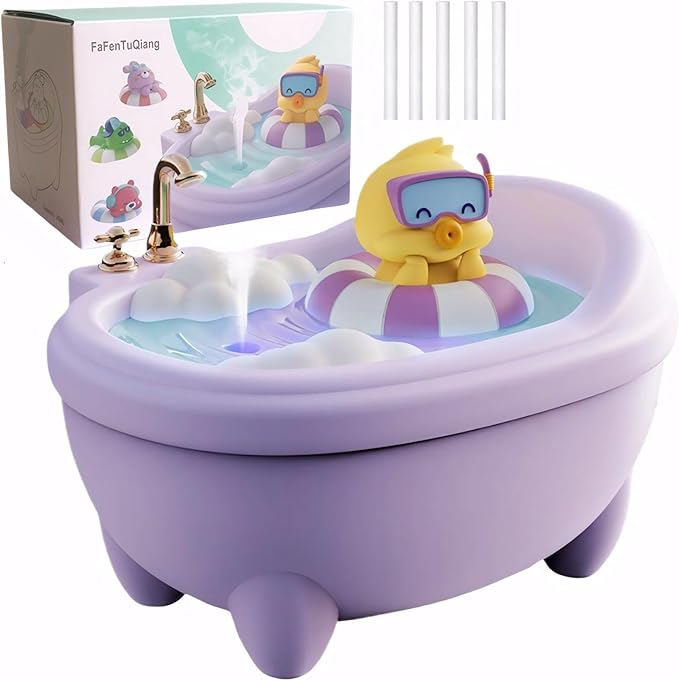 Cute Humidifier for Bedroom,Top Fill 0.34L Desk Mini Humidifier Aroma Diffuser,Cool Mist,20db Quiet,Easy Clean,Colorful Light, Auto Shut off,Small Humidifier for Baby Room,Plants,Home,Office (Purple)