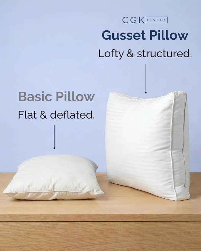 Bed Pillows for Sleeping Queen Size Set of 2 - Super Soft & Fluffy w/ Down Alternative Filling - Hotel Luxury Quality, Gusseted Pillow for Back, Stomach & Side Sleepers - Comfy & Breathable - White