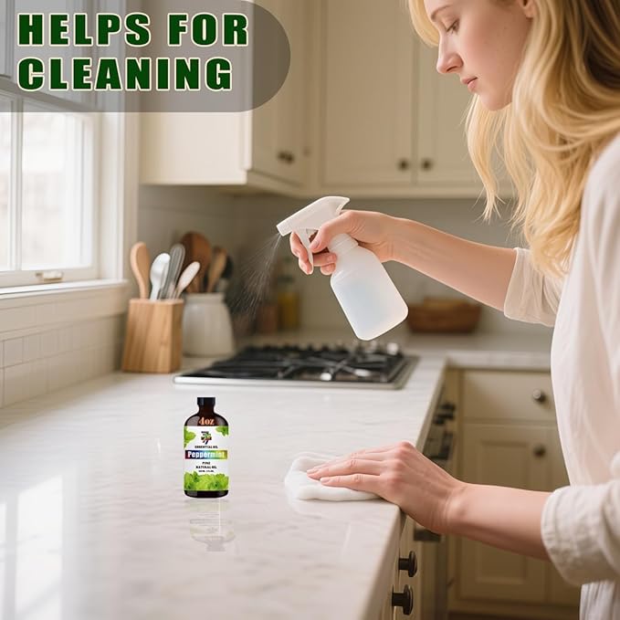 Peppermint Essential Oil - Peppermint Oils for Diffusers, Humidifiers, DIY Candles, Soap, Cleaning, Home, Office, Yoga, Massage, Gifts - 4 fl oz (120 ml) - GV77ZF