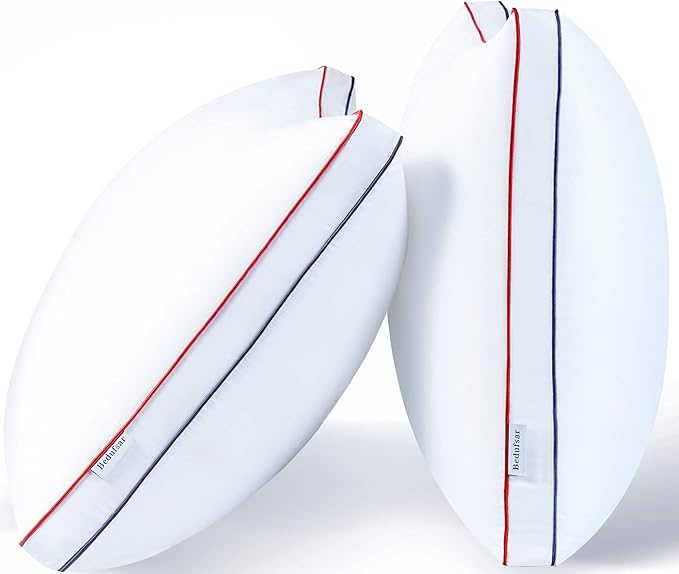 Bed Pillows for Sleeping, Queen Size Pillows Hotel Quality Set of 2, Fluffy and Supportive Gusseted Pillows for Side and Back Sleepers, Cooling Down Alternative Soft Pillow (20x30 in)