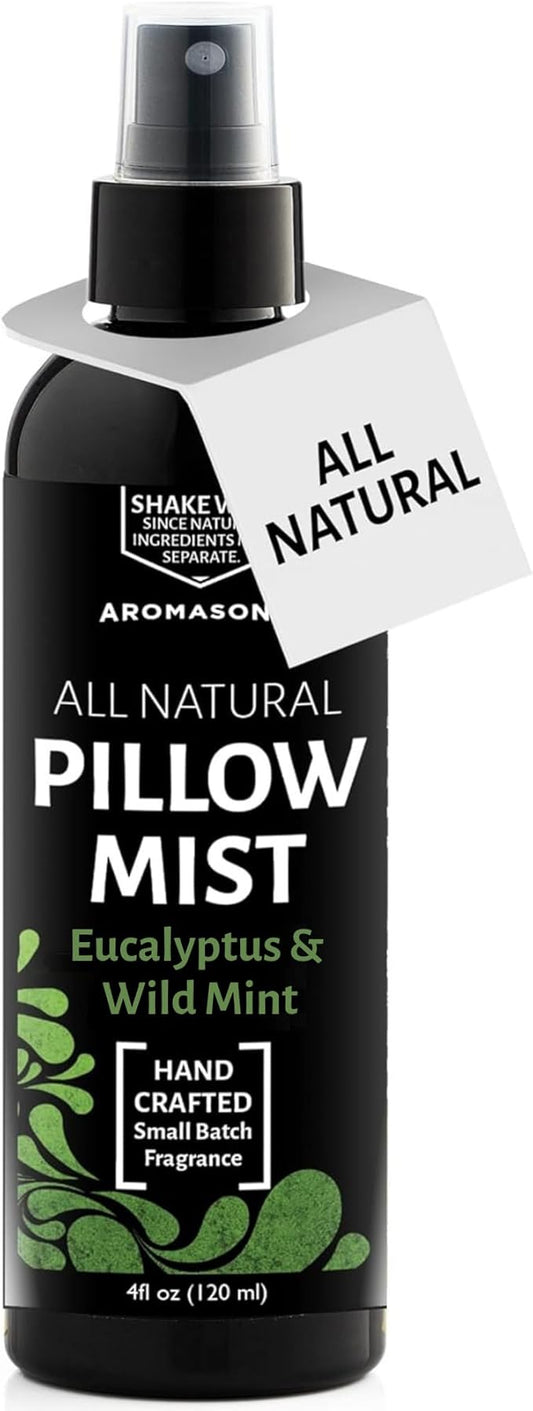 Aromasong Eucalyptus & Wild Mint Pillow Spray - All Natural Calming Linen & Bedtime Mist for Deep Sleep - Aromatherapy Essential Oils for Sleeping