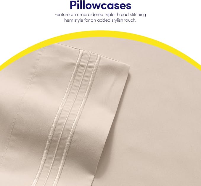 1500 Supreme Collection Full Sheet Sets Beige Cream - Luxury Hotel Bed Sheets and Pillowcase Set for Full Mattress - Extra Soft, Elastic Corner Straps, Deep Pocket Sheets, Full Beige Cream