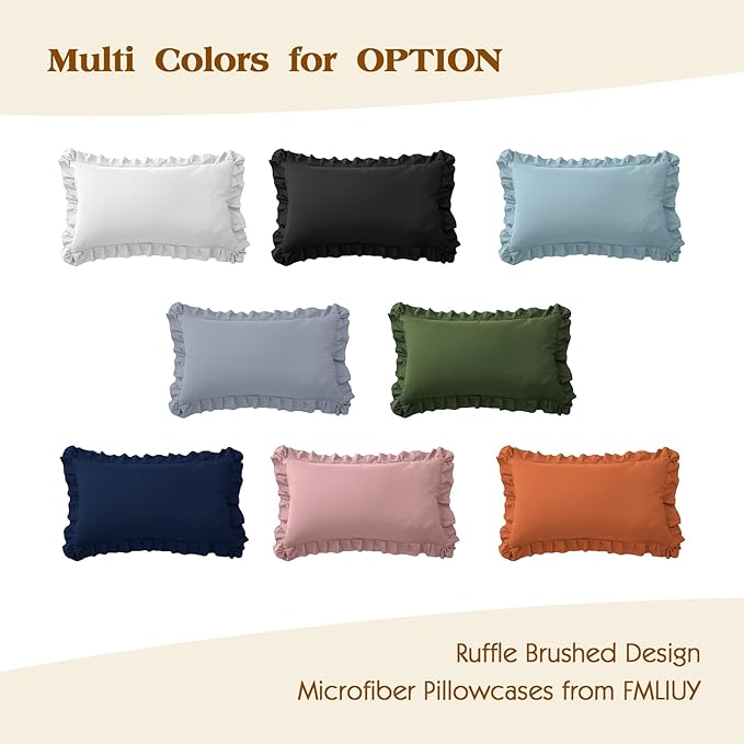 Ruffle Pillow Cases King Size Set of 2 – Soft Wrinkle Resistant Brushed Microfiber Ruffled Pillowcases –Envelope Pillow Shams Cover Festive Gift for Hotels, Guest Rooms 20x36 Inch (Navy Blue)