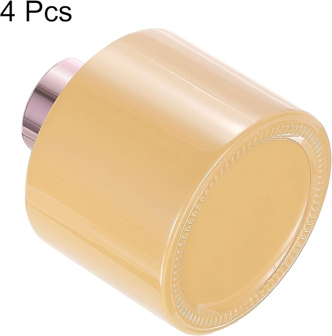HARFINGTON 4pcs Empty Glass Diffuser Bottle 140ml/4.7oz Refillable Fragrance Accessories Aromatherapy Jar Container for Replace Reed Diffuser Home Bathroom Pale Orange with Gold Tone Cap