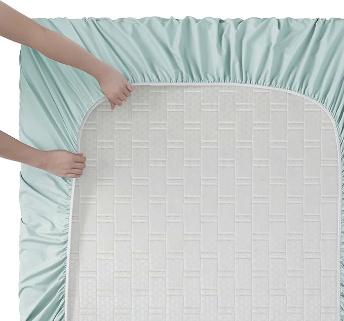 Clara Clark Twin XL Sheets, 5 Piece Set - Hotel Luxury Bed Sheets, Super Soft Bedding Set, Twin XL Size, Aqua Light Blue
