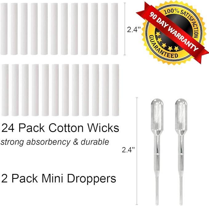 6 Pack Aromatherapy Nasal Inhaler Tubes for Essential Oils, Portable Reusable Blank Aluminum Nasal Inhalers with 2 Mini droppers 24 Cotton Wicks and 24 Writable Stickers