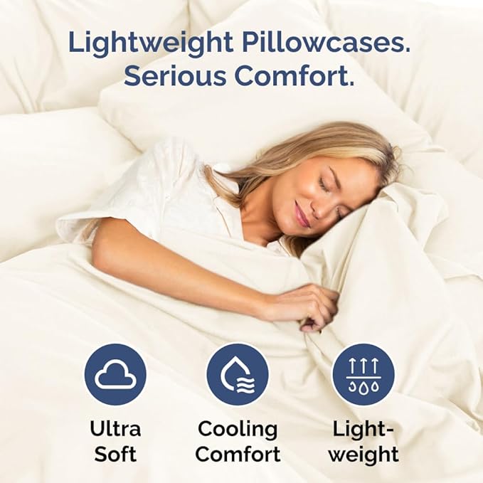 Queen Pillow Cases Set of 2 - Ultra Soft Hotel Quality Pillowcase Covers - Comfy, Cozy & Wrinkle Free - Shrinkage, Stain & Fade Resistant - Machine Washable Pillow Protectors - 2 Piece Set - Off White